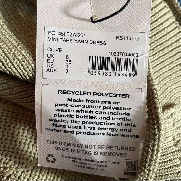 MISSGUIDED Womens Re_Styld Mint Tape Yarn Knit Mini Dress Olive - Picture 12 of 13